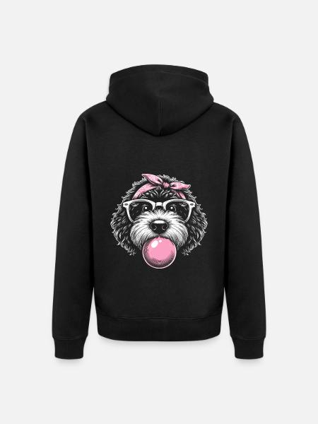Bernedoodle Dog Chewing Gum - Unisex Premium Organic Zip Hoodie - black