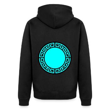 Griechisches Symbol Kreis Sparta - Unisex Premium Bio Zip Hoodie - Schwarz - Hinten - Nico (187cm)
