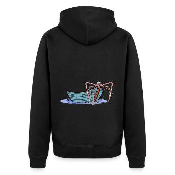 maritim Matrose Boot Seemann Moin Ahoi Krabbe - Unisex Premium Bio Zip Hoodie - Schwarz - Hinten - Nico (187cm)