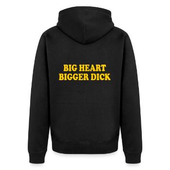 big heart bigger dick - Unisex Premium Bio Zip Hoodie - Schwarz - Hinten - Nico (187cm)