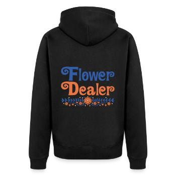 Flower Dealer 4 - Unisex Premium Bio Zip Hoodie - Schwarz - Hinten - Nico (187cm)