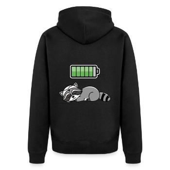 Racoon Sleeping Recharging Night Bedtime - Unisex Premium Bio Zip Hoodie - Schwarz - Hinten - Nico (187cm)