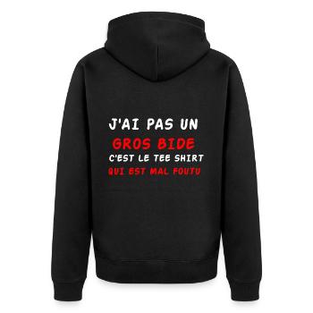 J'ai pas un gros bide - Veste à capuche bio Premium Unisexe - noir - Dos - Nico (187cm)
