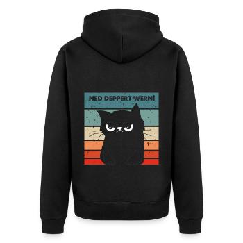 Ned deppert werden Dialekt lustige Katze - Unisex Premium Bio Zip Hoodie - Schwarz - Hinten - Nico (187cm)