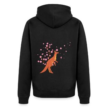 Cherry Blossom Kangaroo Japanese Sakura Flower - Unisex Premium Organic Zip Hoodie - black - Back - Nico (187cm)
