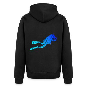 Diving Damen Diver Scuba Diver Herren Free Dive - Unisex Premium Bio Zip Hoodie - Schwarz - Hinten - Nico (187cm)