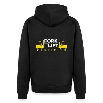 Forklift Certified Gabelstapler Logo - Unisex Premium Organic Zip Hoodie - black - Back - Nico (187cm)