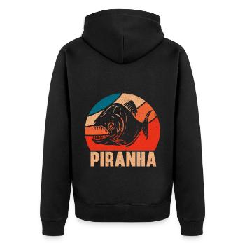 Piranha Collector Aquarist Aquaristics Fish Keeping - Unisex Premium Organic Zip Hoodie - black - Back - Nico (187cm)