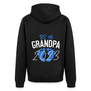 Werdender Opa 2023, 2023 werde ich Opa, 2023 Opa - Unisex Premium Bio Zip Hoodie - Schwarz - Hinten - Nico (187cm)