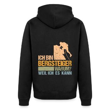 Bergsteiger weil ich es kann - Unisex Premium Bio Zip Hoodie - Schwarz - Hinten - Nico (187cm)