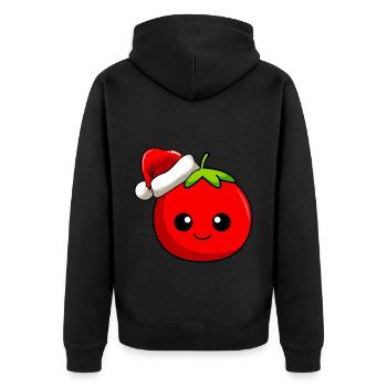 Tomate Weihnachten Comic Xmas - Unisex Premium Bio Zip Hoodie - Schwarz - Hinten - Nico (187cm)