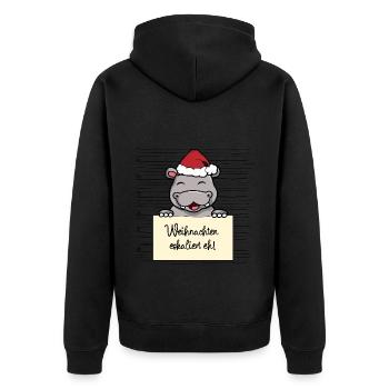 Es eskaliert eh lustige Weihnachten Nilpferd - Unisex Premium Bio Zip Hoodie - Schwarz - Hinten - Nico (187cm)