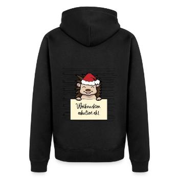 Es eskaliert eh lustige Weihnachten Igel - Unisex Premium Bio Zip Hoodie - Schwarz - Hinten - Nico (187cm)
