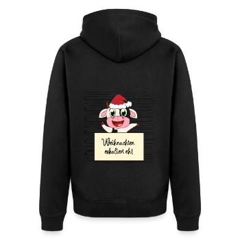 Es eskaliert eh lustige Weihnachten Kuh - Unisex Premium Bio Zip Hoodie - Schwarz - Hinten - Nico (187cm)