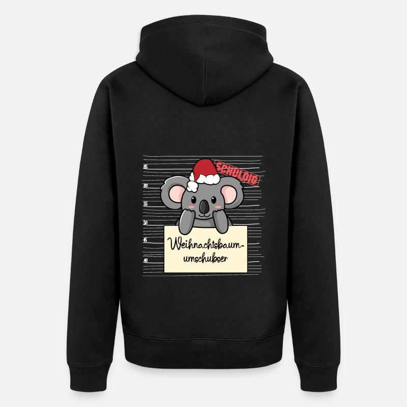 Weihnachtsbaum Umschubser Koala - Unisex Premium Bio Zip Hoodie - Schwarz