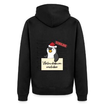 Weihnachtsbaum Umschubser Pinguin - Unisex Premium Bio Zip Hoodie - Schwarz - Hinten - Nico (187cm)