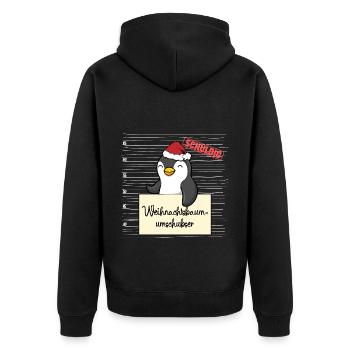 Weihnachtsbaum Umschubser Pinguin - Unisex Premium Bio Zip Hoodie - Schwarz - Hinten - Nico (187cm)
