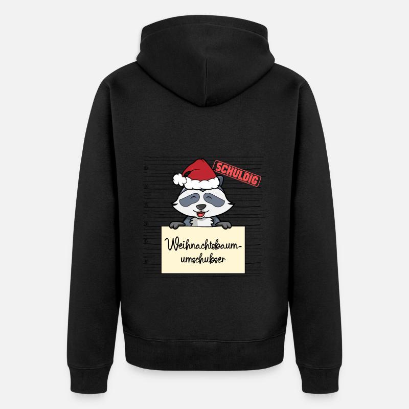 Weihnachtsbaum Umschubser Waschbär - Unisex Premium Bio Zip Hoodie - Schwarz