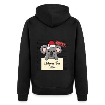 Weihnachtsbaum Umschubser Koala - Unisex Premium Bio Zip Hoodie - Schwarz - Hinten - Nico (187cm)
