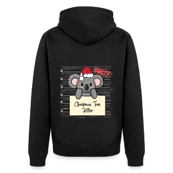 Weihnachtsbaum Umschubser Koala - Unisex Premium Bio Zip Hoodie - Schwarz - Hinten - Nico (187cm)