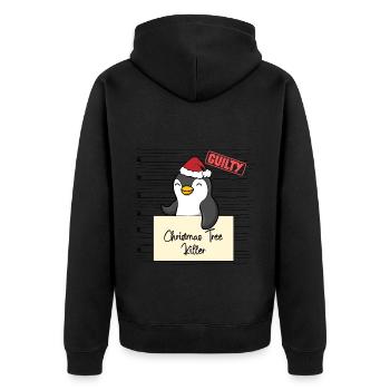 Weihnachtsbaum Umschubser Pinguin - Unisex Premium Bio Zip Hoodie - Schwarz - Hinten - Nico (187cm)