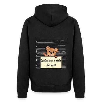 Bär lustiger Spruch humor Gefängnisbild - Unisex Premium Bio Zip Hoodie - Schwarz - Hinten - Nico (187cm)