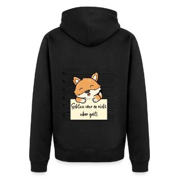 Fuchs lustiger Spruch humor Gefängnisbild - Unisex Premium Bio Zip Hoodie - Schwarz - Hinten - Nico (187cm)