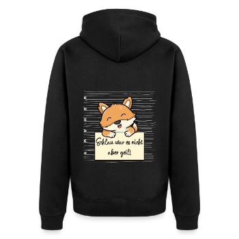 Fuchs lustiger Spruch humor Gefängnisbild - Unisex Premium Bio Zip Hoodie - Schwarz - Hinten - Nico (187cm)