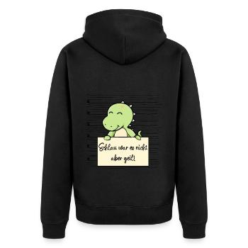 Dinosaurier lustiger Spruch humor Gefängnisbild - Unisex Premium Bio Zip Hoodie - Schwarz - Hinten - Nico (187cm)