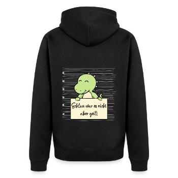 Dinosaurier lustiger Spruch humor Gefängnisbild - Unisex Premium Bio Zip Hoodie - Schwarz - Hinten - Nico (187cm)