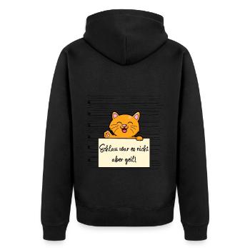 Katze lustiger Spruch humor Gefängnisbild - Unisex Premium Bio Zip Hoodie - Schwarz - Hinten - Nico (187cm)