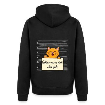 Katze lustiger Spruch humor Gefängnisbild - Unisex Premium Bio Zip Hoodie - Schwarz - Hinten - Nico (187cm)