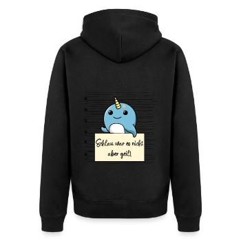 Narwal lustiger Spruch humor Gefängnisbild - Unisex Premium Bio Zip Hoodie - Schwarz - Hinten - Nico (187cm)