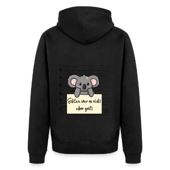 Koala lustiger Spruch humor Gefängnisbild - Unisex Premium Bio Zip Hoodie - Schwarz - Hinten - Nico (187cm)