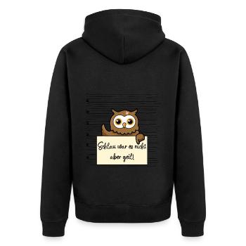 Eule lustiger Spruch humor Gefängnisbild - Unisex Premium Bio Zip Hoodie - Schwarz - Hinten - Nico (187cm)