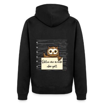 Eule lustiger Spruch humor Gefängnisbild - Unisex Premium Bio Zip Hoodie - Schwarz - Hinten - Nico (187cm)