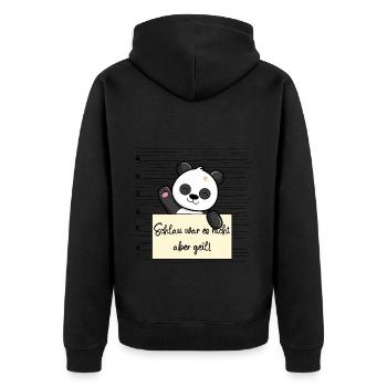 Panda lustiger Spruch humor Gefängnisbild - Unisex Premium Bio Zip Hoodie - Schwarz - Hinten - Nico (187cm)