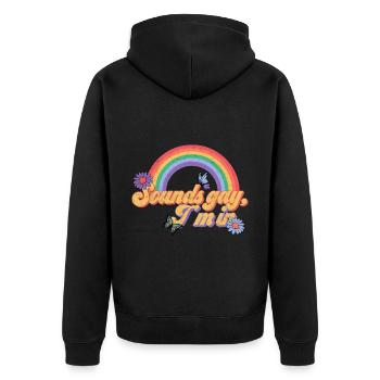 Schwul Lesbisch Regenbogen T-Shirt Geschenkidee - Unisex Premium Bio Zip Hoodie - Schwarz - Hinten - Nico (187cm)