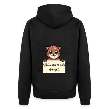 Bieber lustiger Spruch humor Gefängnisbild - Unisex Premium Bio Zip Hoodie - Schwarz - Hinten - Nico (187cm)