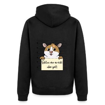Meerschweinchen lustiger Spruch humor Gefängnisbil - Unisex Premium Bio Zip Hoodie - Schwarz - Hinten - Nico (187cm)