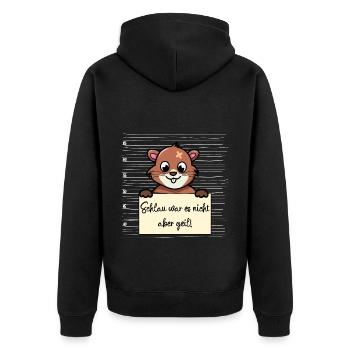 Bieber lustiger Spruch humor Gefängnisbild - Unisex Premium Bio Zip Hoodie - Schwarz - Hinten - Nico (187cm)