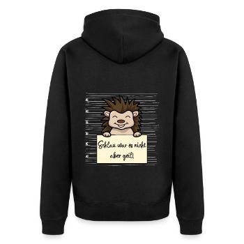 Igel lustiger Spruch humor Gefängnisbild - Unisex Premium Bio Zip Hoodie - Schwarz - Hinten - Nico (187cm)
