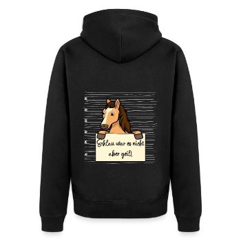 Pferd lustiger Spruch humor Gefängnisbild - Unisex Premium Bio Zip Hoodie - Schwarz - Hinten - Nico (187cm)