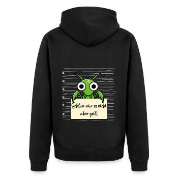 Gottesanbeterin lustiger Spruch humor Gefängnisbil - Unisex Premium Bio Zip Hoodie - Schwarz - Hinten - Nico (187cm)