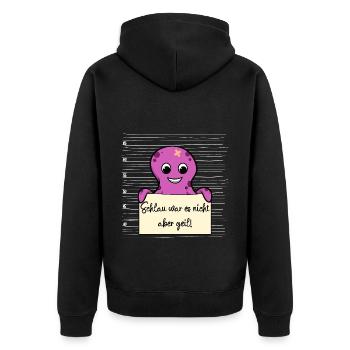 Oktopus lustiger Spruch humor Gefängnisbild - Unisex Premium Bio Zip Hoodie - Schwarz - Hinten - Nico (187cm)