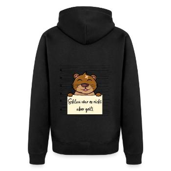 Seeotter lustiger Spruch humor Gefängnisbild - Unisex Premium Bio Zip Hoodie - Schwarz - Hinten - Nico (187cm)