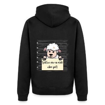 Schaf lustiger Spruch humor Gefängnisbild - Unisex Premium Bio Zip Hoodie - Schwarz - Hinten - Nico (187cm)