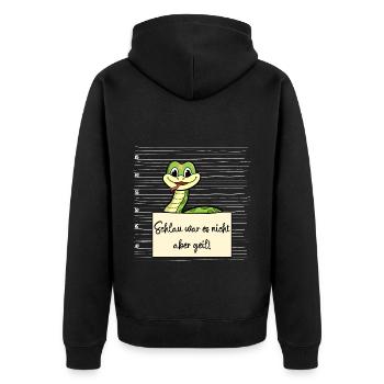 Schlange lustiger Spruch humor Gefängnisbild - Unisex Premium Bio Zip Hoodie - Schwarz - Hinten - Nico (187cm)