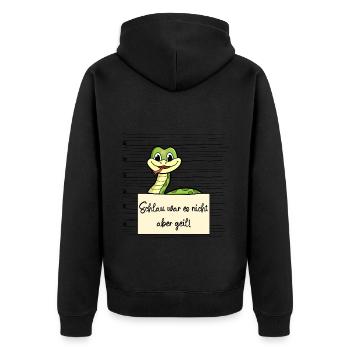 Schlange lustiger Spruch humor Gefängnisbild - Unisex Premium Bio Zip Hoodie - Schwarz - Hinten - Nico (187cm)
