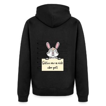 Hase lustiger Spruch humor Gefängnisbild - Unisex Premium Bio Zip Hoodie - Schwarz - Hinten - Nico (187cm)